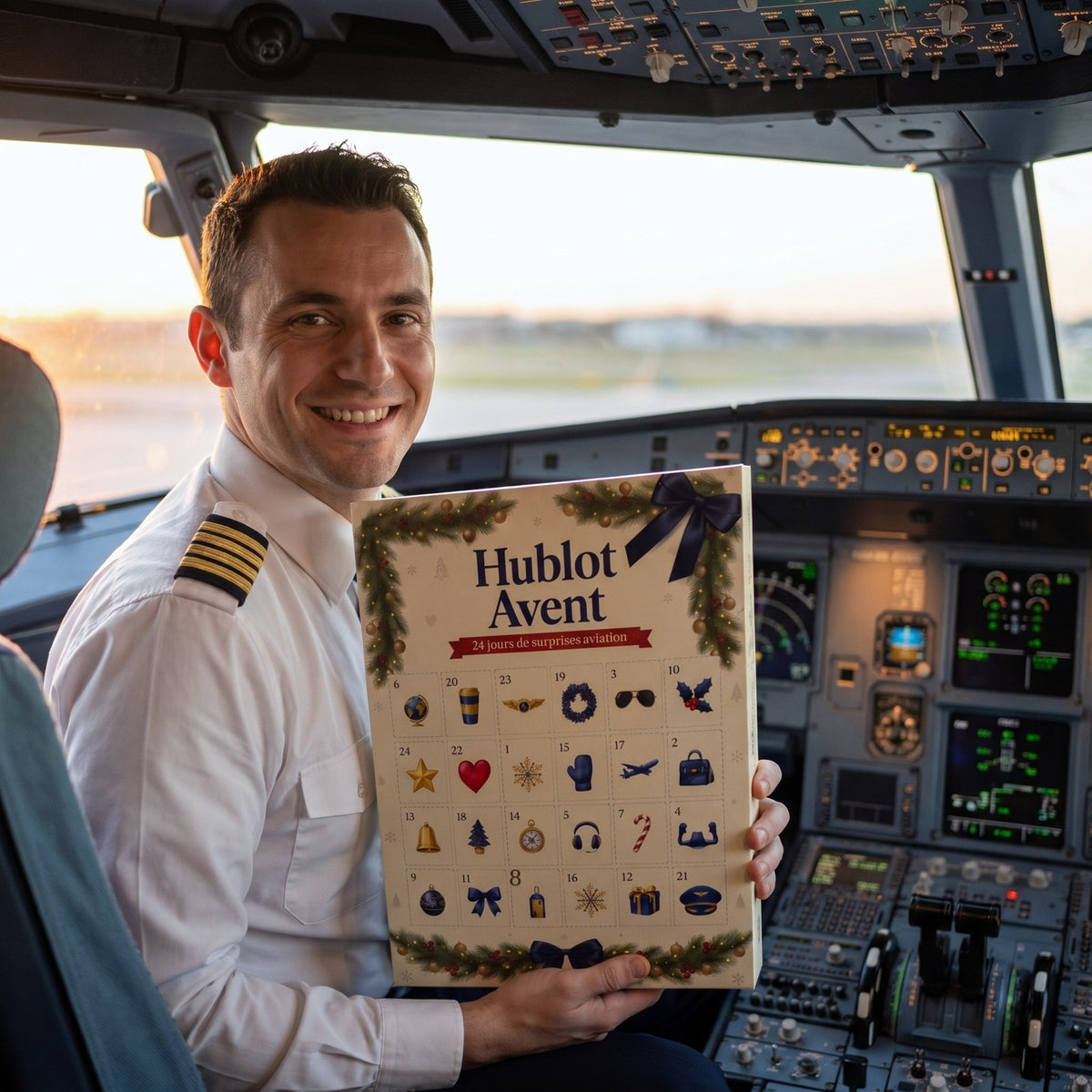 Pilote dans son cockpit avec le calendrier Hublot Avent